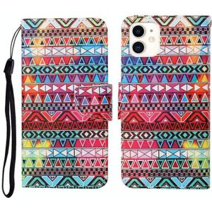 Voor iPhone 12 mini geschilderd patroon horizontale flip leathe geval (tribale etnische stijl)