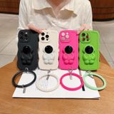 Voor iPhone 12 Pro Max 3D Astronaut Holder Skin-feel siliconen telefoonhoes met polsband (roze rood)