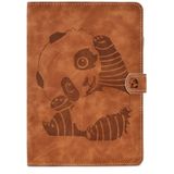 Voor Galaxy Tab A 10.1 (2019) T510 Embossing Naaidraad Horizontaal Geschilderde Platte leren behuizing met Pen Cover & Anti Skid Strip & Card Slot & Holder(Brown)