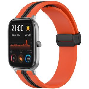 Voor Amazfit GTS 20 mm opvouwbare magnetische sluiting siliconen horlogeband (oranje + zwart)