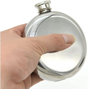 140mL(5oz) mannen spiegel handige heupfles RVS draagbare ronde kruik (met kleine Funnel)(Silver)