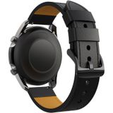 Voor Samsung Galaxy Watch 3 45mm Round Hole Line Echte lederen vervangende band horlogeband (Zwart lederen lijn oranje punt)