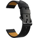 Voor Samsung Galaxy Watch 3 45mm Round Hole Line Echte lederen vervangende band horlogeband (Zwart lederen lijn oranje punt)