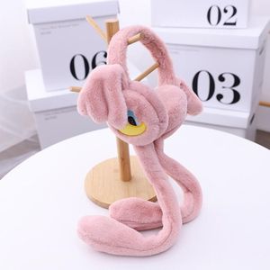 Cartoon Little Duck Oren Moving Winter Warm Earmuffs Press Airbag Earmuffs Cute Ear Warmer for Children  Size: One Size (Light Bean Paste)