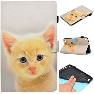 Voor Kindle Fire 7 2015 Painted Horizontal Flat Leather Case with Card Slot & Holder & Wallet(Cute Cat)