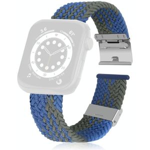 Gevlochten + roestvrij staal vervangende horlogebanden voor Apple Watch Series 6 & SE & 5 & 4 40mm / 3 & 2 & 1 38mm (Blauw Groen)