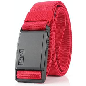 AWMN metalen nylon magnetische gesp mode casual mannen riem  lengte: 125cm (zwart dop rood)