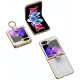 Voor Samsung Galaxy Z Flip3 Plating Kleurverloop Glitter Telefoonhoesje met Ringhouder (Zilver)