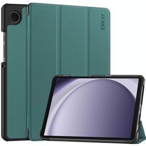 Voor Samsung Galaxy Tab A9 8.7 ENKAY Tri-fold Custer Texture Lederen Smart Tablet Case (Donkergroen)
