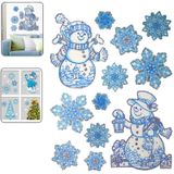 Kerstserie Sneeuw en Sneeuwman Patroon Glitter Raamstickers, Afmeting: 41cm * 29cm