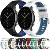 Voor Amazfit GTR 2e 22 mm kruistextuur twee kleuren siliconen stalen gesp horlogeband (wit + groenblauw)