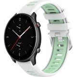 Voor Amazfit GTR 2e 22 mm kruistextuur twee kleuren siliconen stalen gesp horlogeband (wit + groenblauw)