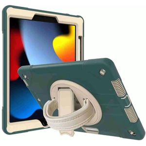 360-graden roterende houder tablethoes met polsband voor iPad Pro 12.9 2021/2020 (groen + beige)