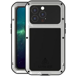 Love Mei Metal Shockproof Waterdicht Stofdicht Beschermende telefoon Case voor iPhone 13 Pro (Silver)