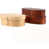 Hout Milieubescherming Servies Draagbare Lunch Box Bento Box  Stijl: Dubbele laag (Hout kleur)