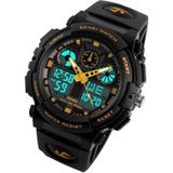 SKMEI 1270 Heren Waterproof Dual Display Digitaal Horloge Outdoor Sports Watch (Gouden)