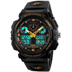SKMEI 1270 Heren Waterproof Dual Display Digitaal Horloge Outdoor Sports Watch (Gouden)