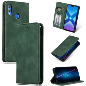 Retro huid voelen Business magnetische horizontale Flip lederen case voor Huawei Honor 8X (leger groen)