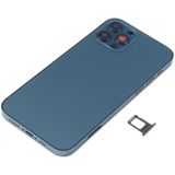 Batterij achterklep montage (met zijtoetsen  luide luidspreker  motor  camera lens  kaart lade  aan / uit knop + volumeknop + oplaadpoort & draadloze oplaadmodule) voor iPhone 12 Pro (blauw)