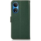 For Honor X7 / Play 30 Plus KHAZNEH Side-Magnetic Litchi Genuine Leather RFID Phone Case(Green)