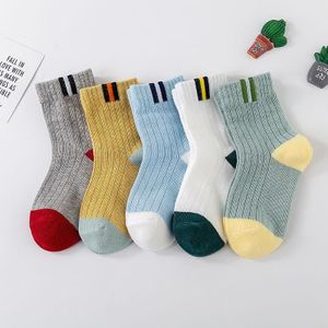 10 paar lente en zomer kinderen sokken gekamd katoenen tube sokken S (gestreepte sokken mond)
