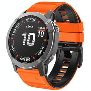 Voor Garmin Fenix 7/7X/6/6X/5/5X 26 mm tweekleurige siliconen horlogeband (oranje zwart)