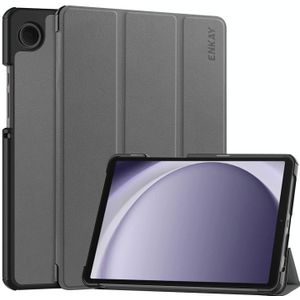 Voor Samsung Galaxy Tab A9 8.7 ENKAY Tri-fold Custer Texture Lederen Smart Tablet Case (Grijs)