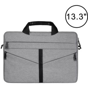 13 3 inch ademende slijtagebestendige Fashion Business schouder handheld rits laptoptas met schouderband (lichtgrijs)