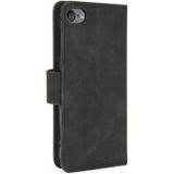 Voor iPod Touch 6 & 5 Solid Color Skin Feel Magnetic Buckle Horizontal Flip Calf Texture PU Leather Case met Holder & Card Slots & Wallet(Black)