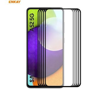 Voor Samsung Galaxy A52 5G 5 PCS ENKAY Hat-Prince Full Glue 0.26mm 9H 2.5D Tempered Glass Full Coverage Film