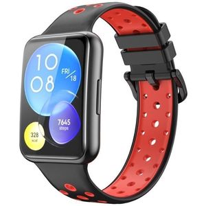 Voor Huawei Watch Fit 2 Tweekleurige siliconen horlogeband (zwart + rood)