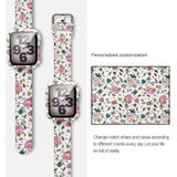Siliconen afdrukken Gentegreerde vervanging horlogekast Horlogeband voor Apple Watch Series 3 & 2 & 1 38mm (witte roosjes)