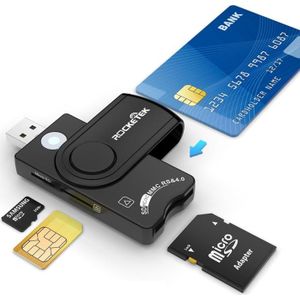 ROCKETEK CR310 USB 3.0 + TF-kaart + SD-kaart + SIM-kaart + smartcard multifunctionele kaartlezer