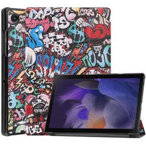 Voor Samsung Galaxy Tab A8 2021 Geschilderde lederen tabletcase met 3-voudige houder (Graffiti)