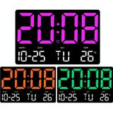 Groot display Led digitale klok 5 modi Helderheid Instelbare temperatuur Mute elektronische klok (rode dubbele kleur)