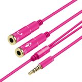 2 in 1 3 5 mm man tot dubbele 3 5 mm vrouwelijke TPE high-elastische audiokabel splitter  kabellengte: 32cm (Rose Red)