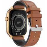 2 01 inch lederen band Bluetooth-oproep Smart Watch Ondersteuning hartslagmeting / niet-invasieve bloedsuikerspiegel