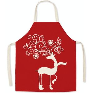 2 stks kerstlinnen gedrukt schort kerstcadeau volwassen kinderen ouder-kind overalls  specificatie: 65x75cm (sjaal herten)