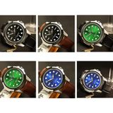 Yazole 372 Mannen Sporthorloge Lichtgevende Simple Quartz horloge (groene lade bruine riem)