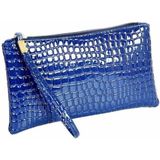 Mode lange krokodil patroon dames Clutch Wallet (blauw)