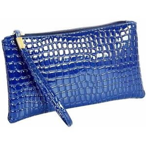 Mode lange krokodil patroon dames Clutch Wallet (blauw)