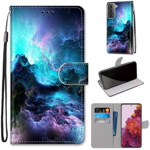 Voor Samsung Galaxy S21 5G Gekleurde tekening kruistextuur Horizontale Flip PU Lederen case met Holder & Card Slots & Wallet & Lanyard(Kleurrijke Wolken)