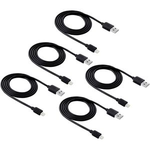 5 PCS HAWEEL 1m hoge snelheid 8-pin USB Sync en opladen kabelkit  voor iPhone X / iPhone 8 & 8 Plus / iPhone 7 & 7 Plus / iPhone 6 & 6s & 6 & 6s Plus / iPad(Black)
