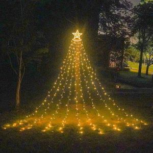 10LM 350 LED Star Waterfall Light Christmas Tree String Lights Outdoor Meteor Light  Plug Spec: EU-stekker (warm wit licht)