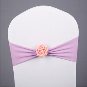 Stoel sashes bows Decor Elastische Spandex Stoel Sjerp met Roze Flower Stretch Chair Band Wedding Decoration(Violet)