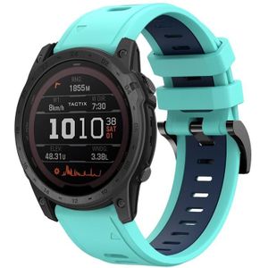 Voor Garmin TACTIX 7/7Pro 26mm tweekleurige sport siliconen horlogeband (mintgroen + blauw)