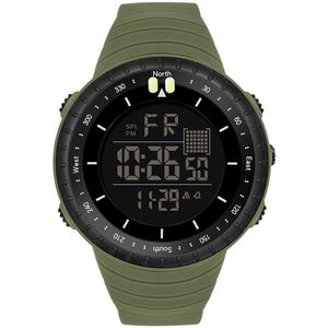 Sanda 6071 Three-Split Screen LED Digitale Display Lichtgevende Kopwatch Timing Multifunctionele Mannen Sport Electronic Watch (Leger Groen)
