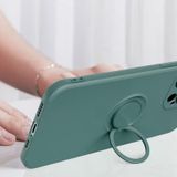 All-inclusive Liquid Silicone Phone Protective Case with Ring Holder & Lanyard For iPhone 13(Light Cyan)