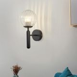 6102 ronde glazen led wandlamp hotel slaapkamer bedside woonkamer  krachtbron: zonder gloeilamp (zwart gestreepte lampenkap)