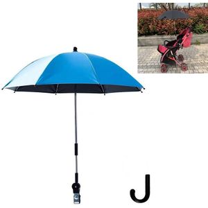 Kinderwagen Universal Stroller Umbrella Sliding Baby Artefact Vinyl Anti-UV Universal Clip Zon en Regen Dual-use Umbrella (Blauw)